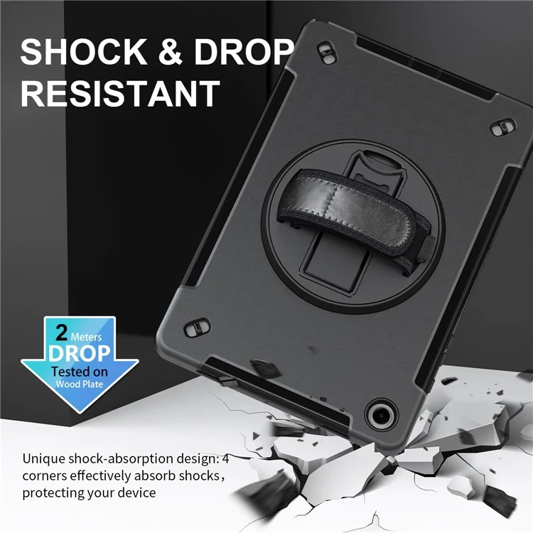 For Samsung Galaxy Tab A9+ Case Kickstand Pen Holder Loop Tablet Cover with Shoulder Strap