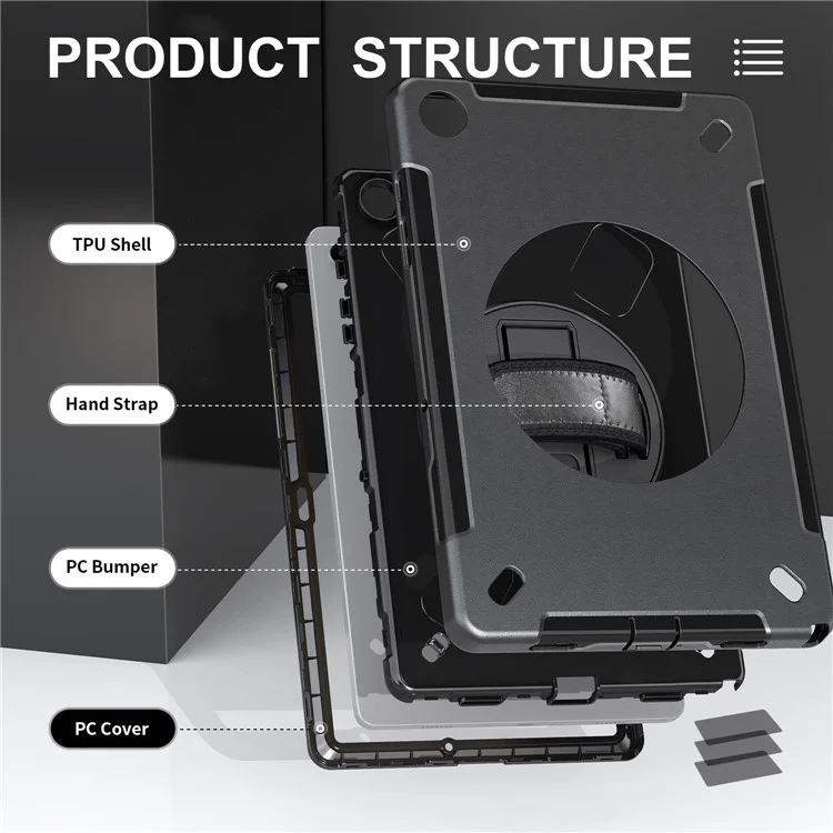 For Samsung Galaxy Tab A9+ Case Kickstand Pen Holder Loop Tablet Cover with Shoulder Strap