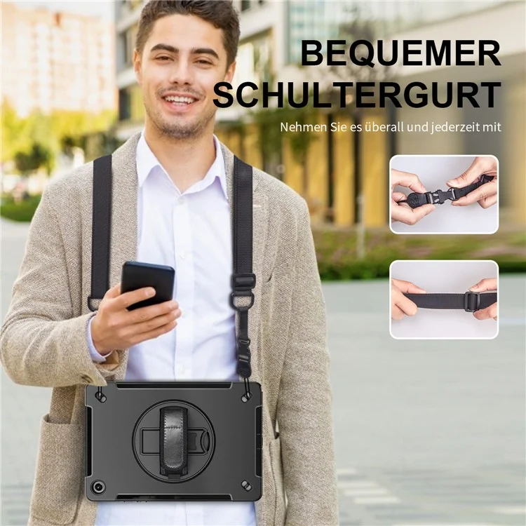 For Samsung Galaxy Tab A9+ Case Kickstand Pen Holder Loop Tablet Cover with Shoulder Strap