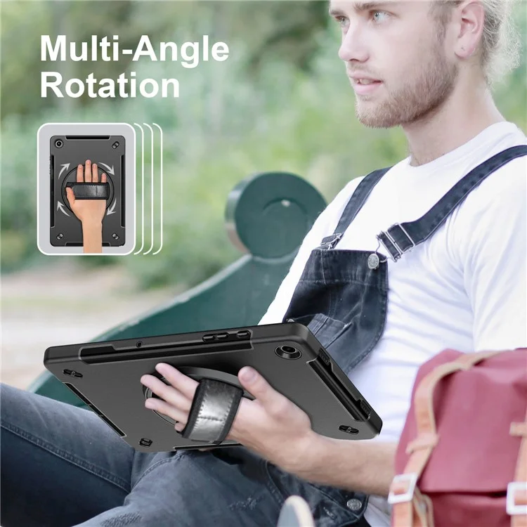 For Samsung Galaxy Tab A9+ Case Kickstand Pen Holder Loop Tablet Cover with Shoulder Strap