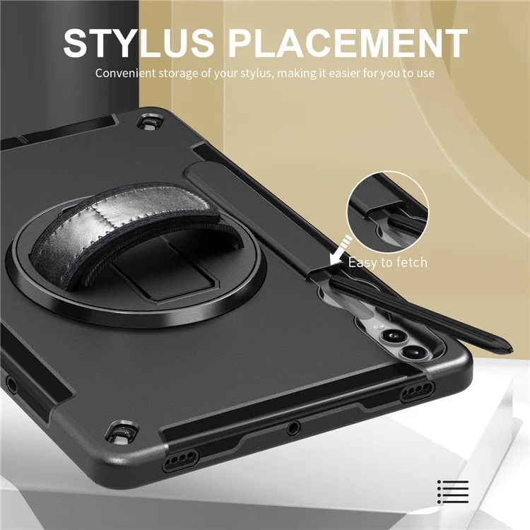 Funda para Samsung Galaxy Tab S9+ Tablet, con soporte, ranura para bolígrafo y cubierta de PC + TPU con correa para el hombro