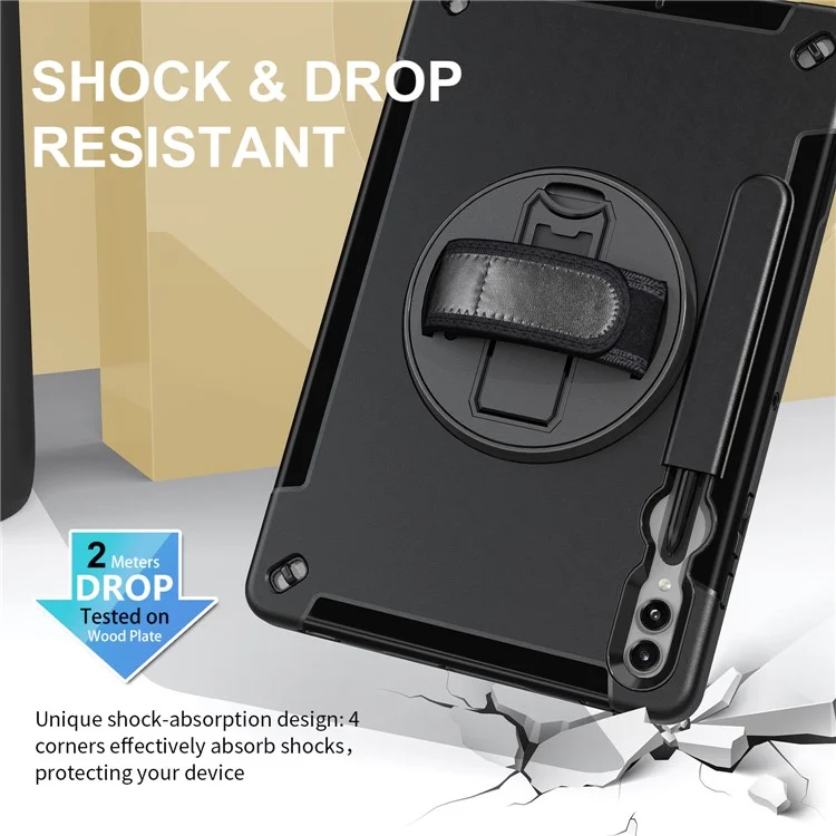 Funda para Samsung Galaxy Tab S9+ Tablet, con soporte, ranura para bolígrafo y cubierta de PC + TPU con correa para el hombro