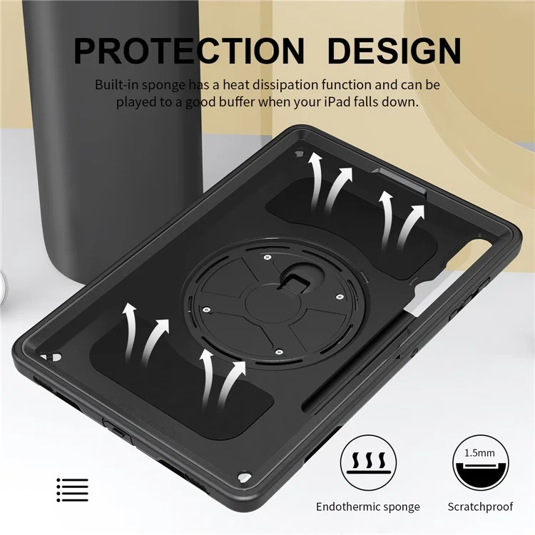 Funda para Samsung Galaxy Tab S9+ Tablet, con soporte, ranura para bolígrafo y cubierta de PC + TPU con correa para el hombro