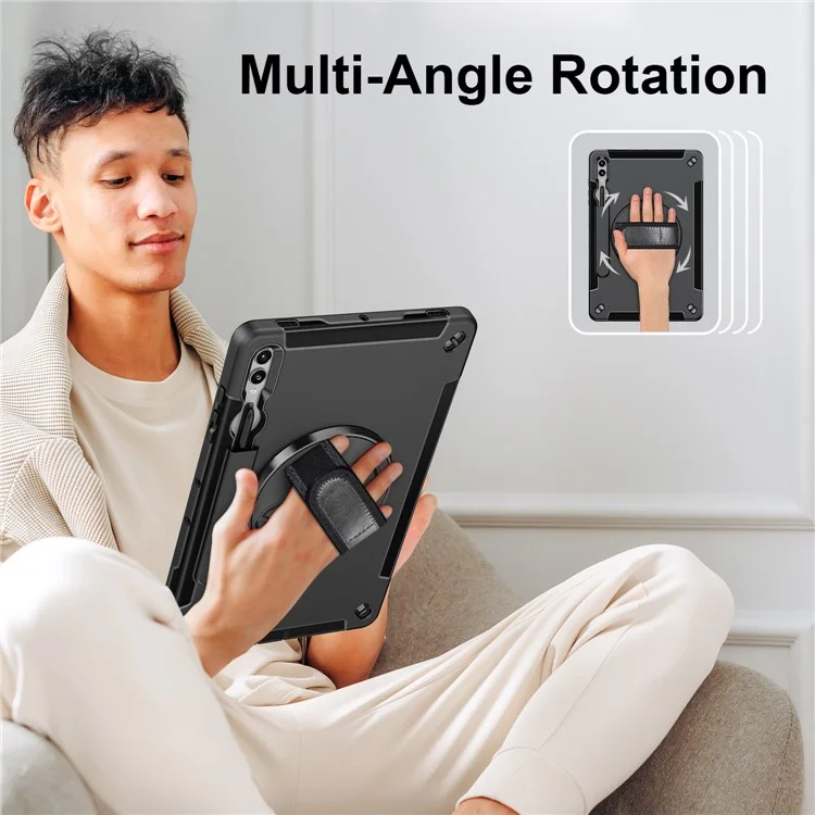 Funda para Samsung Galaxy Tab S9+ Tablet, con soporte, ranura para bolígrafo y cubierta de PC + TPU con correa para el hombro