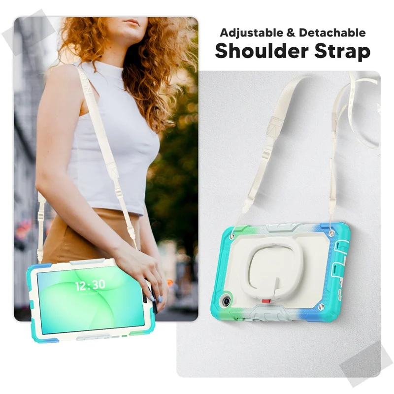 Cover con supporto per tablet Samsung Galaxy Tab A11 / A9 con tracolla / protezione schermo in PET - Blu baby colorato