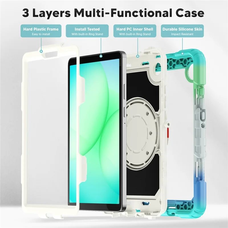 Cover con supporto per tablet Samsung Galaxy Tab A11 / A9 con tracolla / protezione schermo in PET - Blu baby colorato