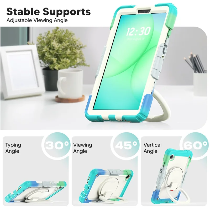 Cover con supporto per tablet Samsung Galaxy Tab A11 / A9 con tracolla / protezione schermo in PET - Blu baby colorato