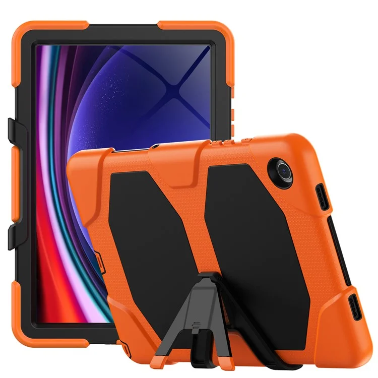Für Samsung Galaxy Tab A9+ SM-X210 SM-X216B SM-X215 PC+Silikon Tablet-Hülle Staubgeschützt Ständer Cover - Orange