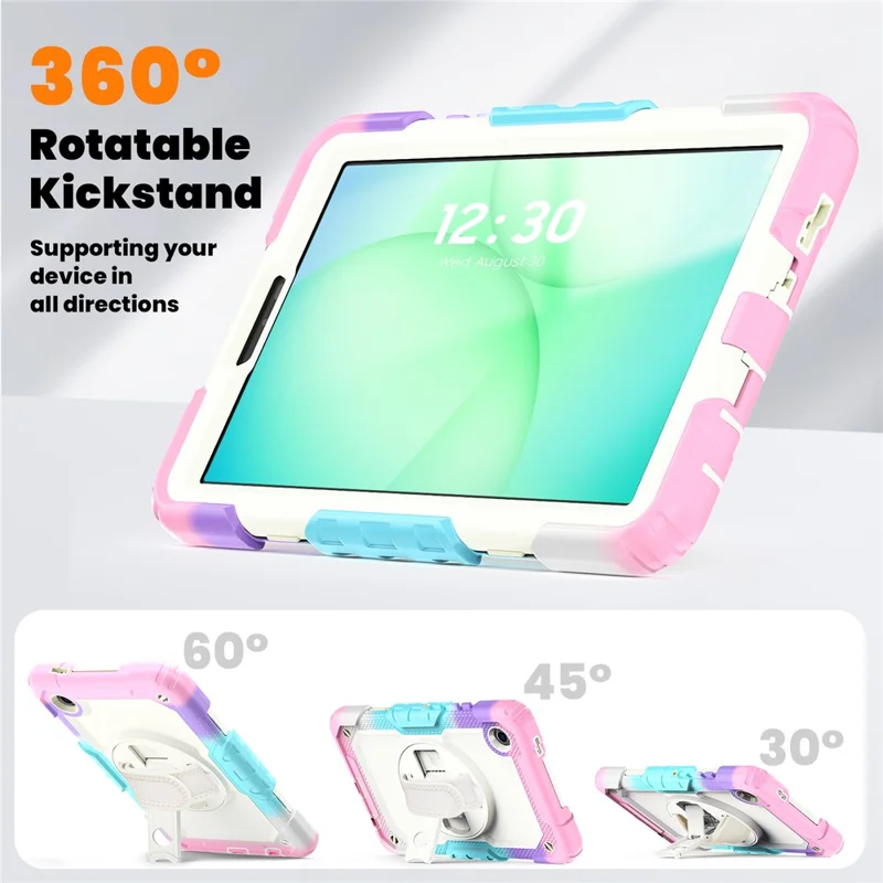 Cover per Tablet Samsung Galaxy Tab A11 / A9, Protezione Antiurto con Supporto Girevole, Tracolla e Cinghia da Polso - Rosa Colorato