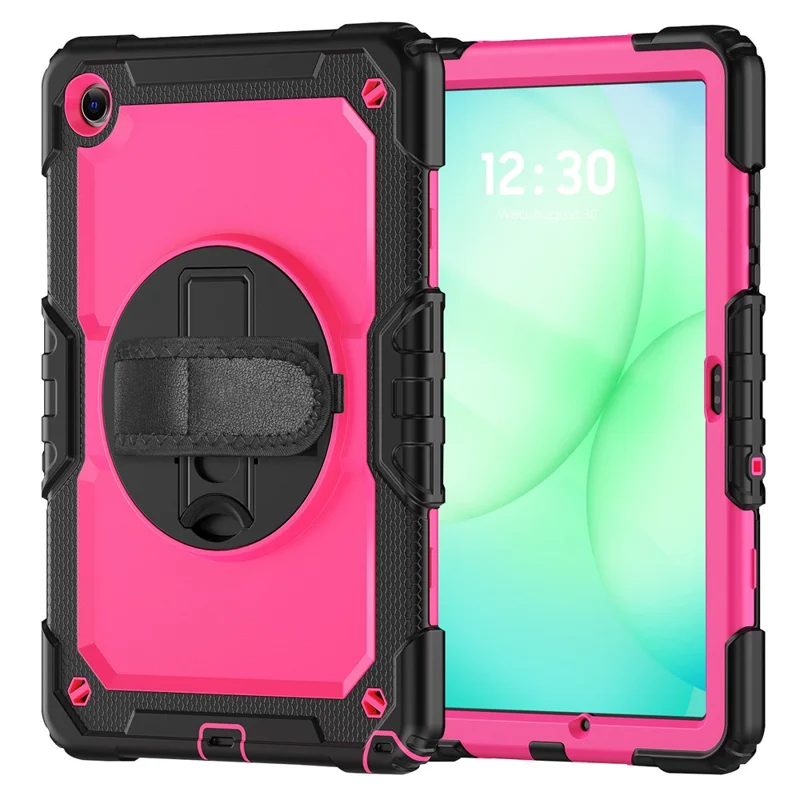 For Samsung Galaxy Tab A11+ / A9+ Protective Cover PC+Silicone Kickstand Tablet Case - Rose+Black