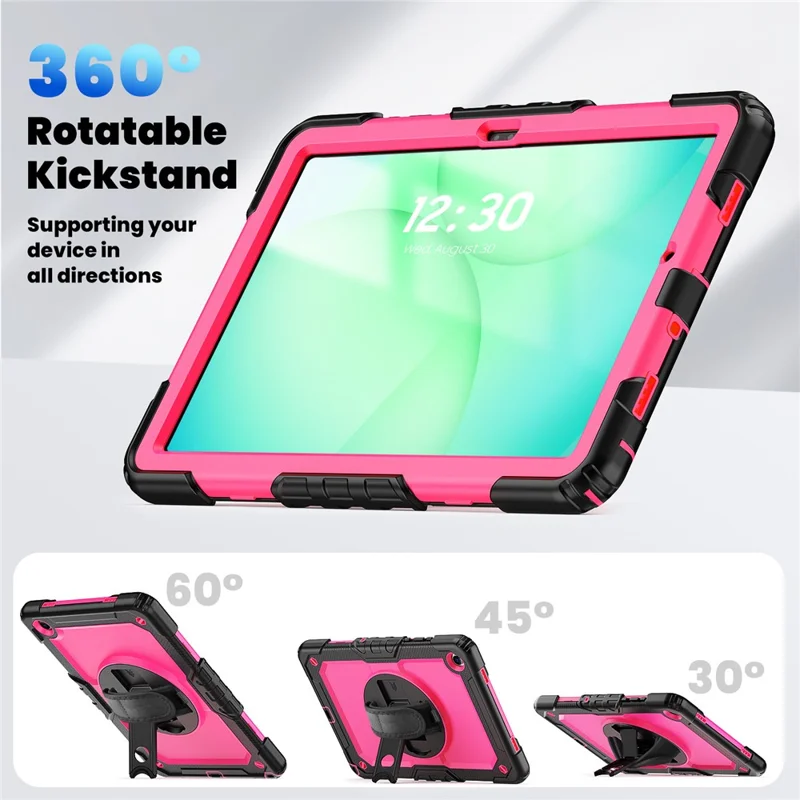 For Samsung Galaxy Tab A11+ / A9+ Protective Cover PC+Silicone Kickstand Tablet Case - Rose+Black
