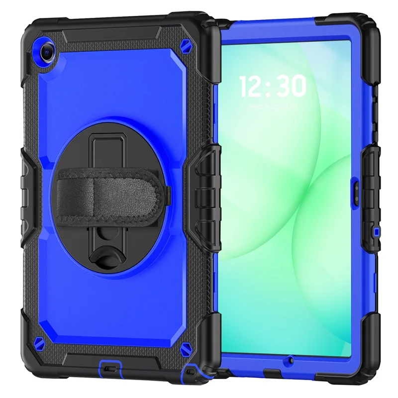 For Samsung Galaxy Tab A11+ / A9+ Protective Cover PC+Silicone Kickstand Tablet Case - Dark Blue+Black