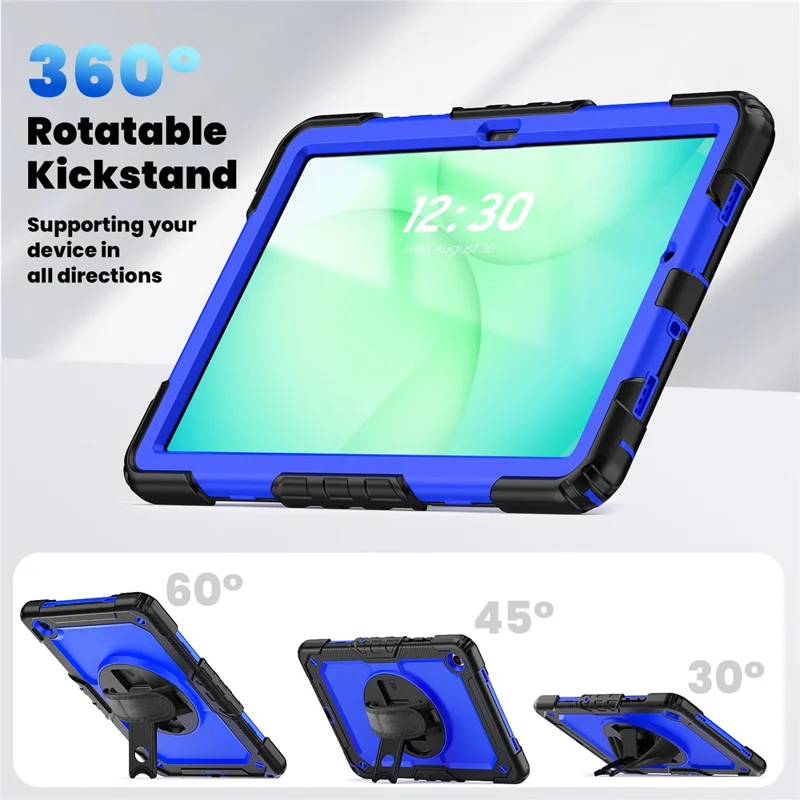 For Samsung Galaxy Tab A11+ / A9+ Protective Cover PC+Silicone Kickstand Tablet Case - Dark Blue+Black
