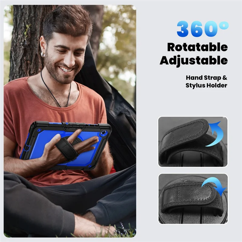 For Samsung Galaxy Tab A11+ / A9+ Protective Cover PC+Silicone Kickstand Tablet Case - Dark Blue+Black