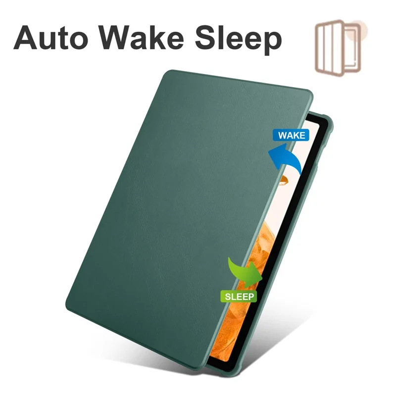 For Samsung Galaxy Tab S8+ PU Leather+Acrylic Tablet Cover Rotary Kickstand Case - Blackish Green