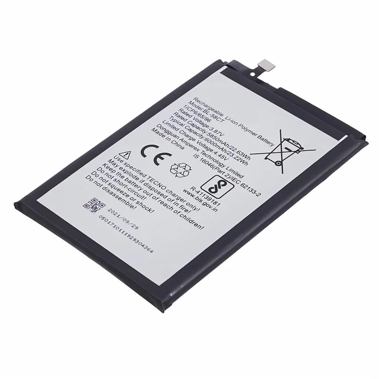 Für TECNO Spark 7 4G / 7T 4G 3,87 V 5850 mAh Li-Ionen-Polymer-Akku-Baugruppe (Encode: BL-58CT)