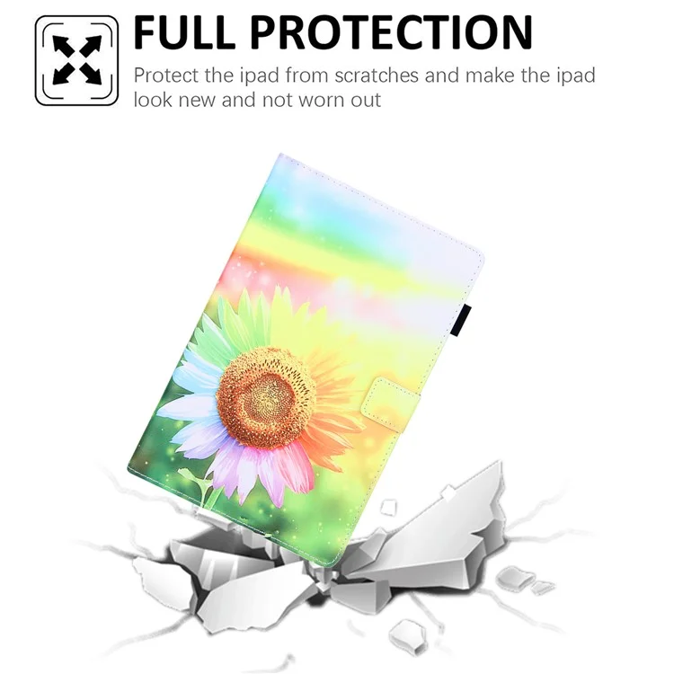 Para Samsung Galaxy Tab A9+ X210 / 215 / X216B Folding Stand Cover Leather Pattern Smart Tablet Case - Girasol