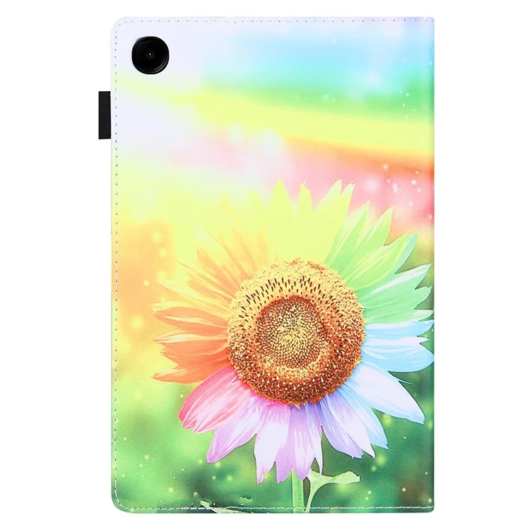 Para Samsung Galaxy Tab A9+ X210 / 215 / X216B Folding Stand Cover Leather Pattern Smart Tablet Case - Girasol