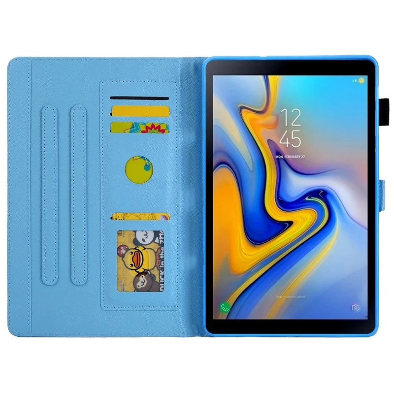 Funda de cuero para Samsung Galaxy Tab A11 / A9 X110 / X115, funda con diseño de cuadros azules, encendido/apagado automático - Azul cuadros