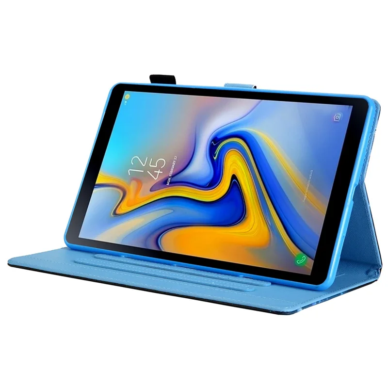 Funda de cuero para Samsung Galaxy Tab A11 / A9 X110 / X115, funda con diseño de cuadros azules, encendido/apagado automático - Azul cuadros