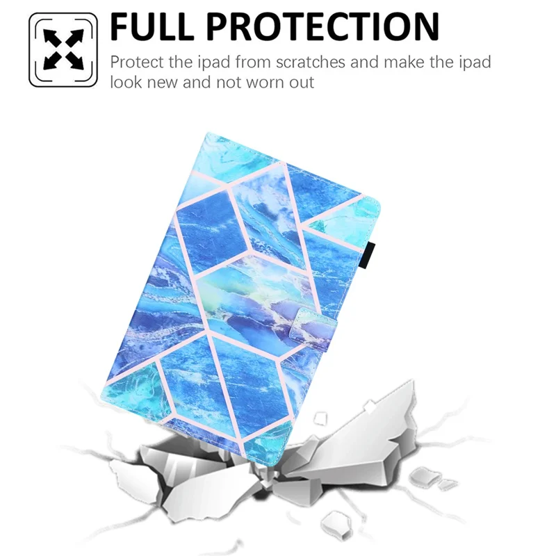 Funda de cuero para Samsung Galaxy Tab A11 / A9 X110 / X115, funda con diseño de cuadros azules, encendido/apagado automático - Azul cuadros