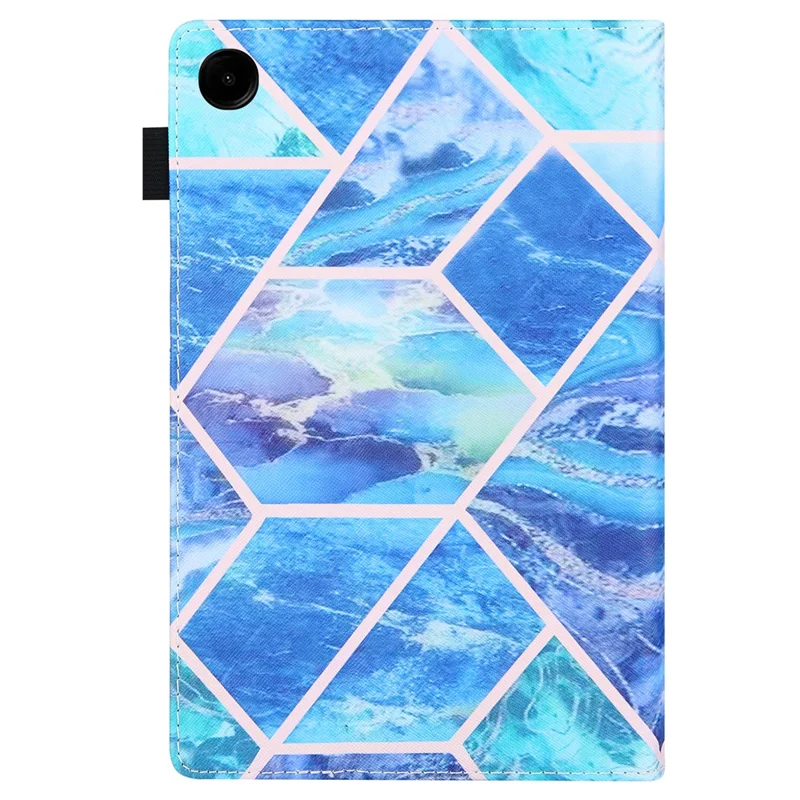 Funda de cuero para Samsung Galaxy Tab A11 / A9 X110 / X115, funda con diseño de cuadros azules, encendido/apagado automático - Azul cuadros