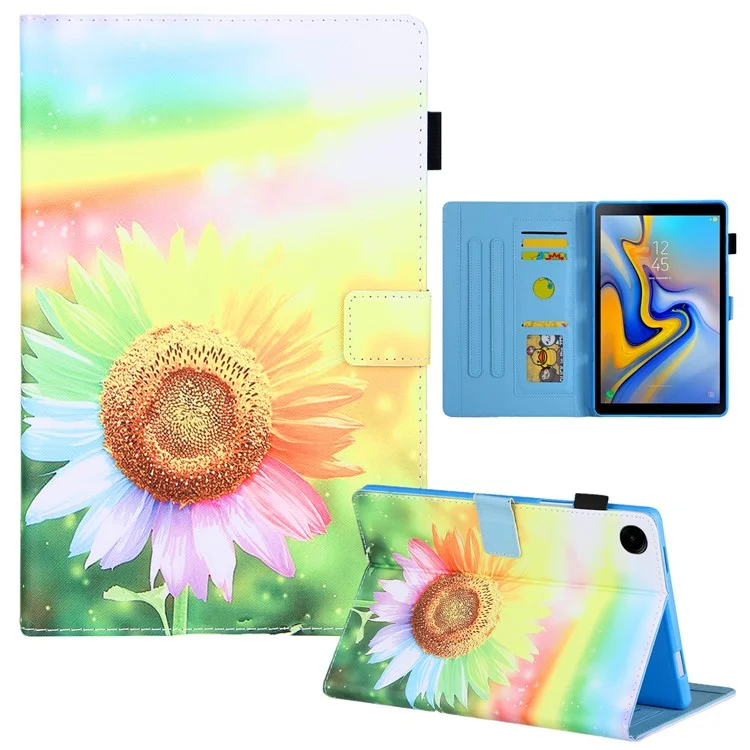 For Samsung Galaxy Tab A9 X110 / X115 Leather Case Auto Wake / Sleep Pattern Tablet Cover - Sunflower