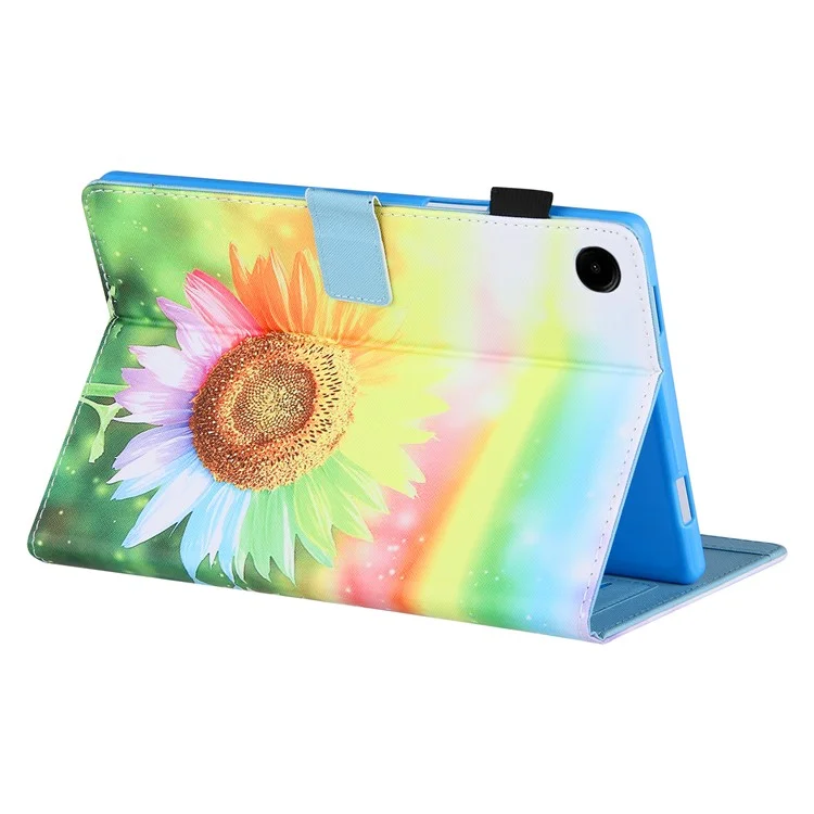 For Samsung Galaxy Tab A9 X110 / X115 Leather Case Auto Wake / Sleep Pattern Tablet Cover - Sunflower