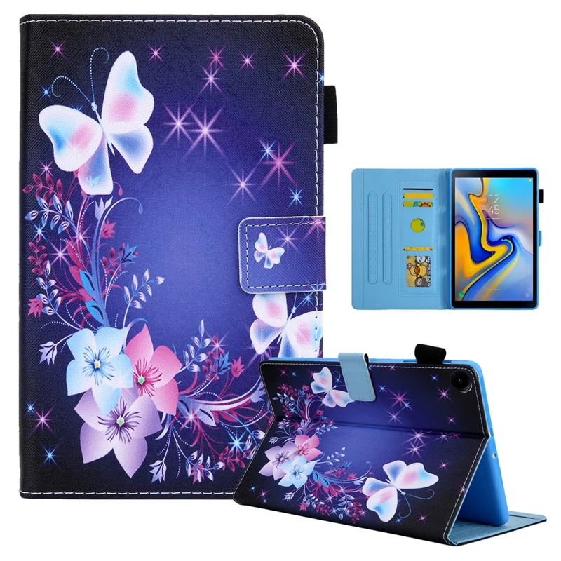For Samsung Galaxy Tab A11 / A9 X110 / X115 Leather Case Auto Wake / Sleep Pattern Tablet Cover - Double Colorful Butterflies