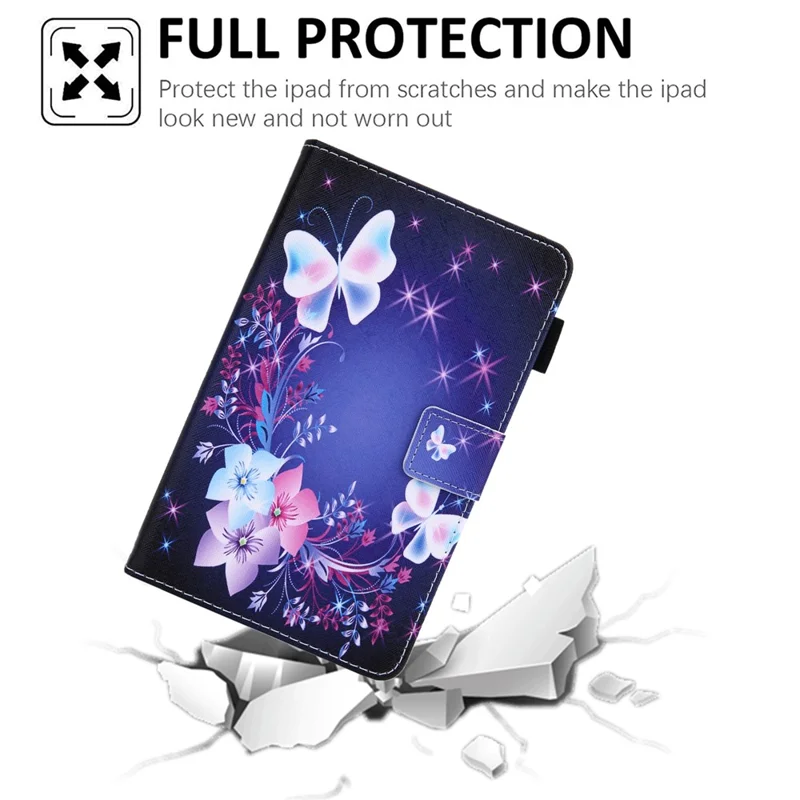 For Samsung Galaxy Tab A11 / A9 X110 / X115 Leather Case Auto Wake / Sleep Pattern Tablet Cover - Double Colorful Butterflies