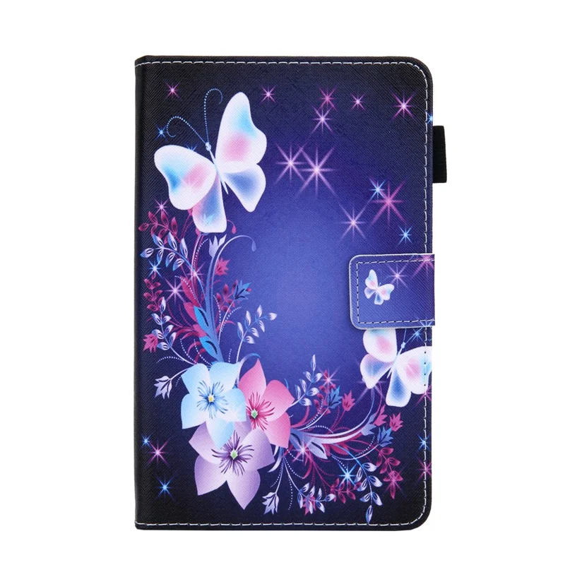 For Samsung Galaxy Tab A11 / A9 X110 / X115 Leather Case Auto Wake / Sleep Pattern Tablet Cover - Double Colorful Butterflies