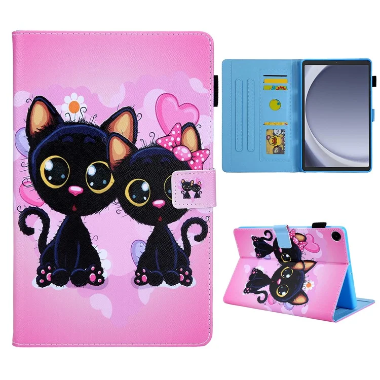 Pour Samsung Galaxy Tab A9 X110 / X115 Étui de support Flip Stand Housse en cuir PU Motif - Deux chats