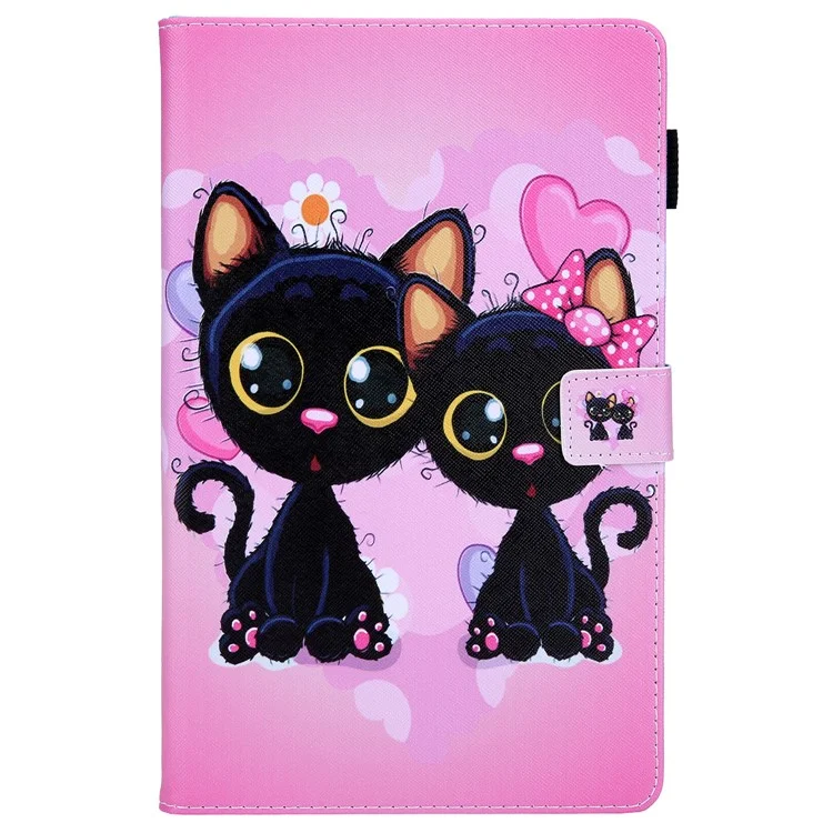 Pour Samsung Galaxy Tab A9 X110 / X115 Étui de support Flip Stand Housse en cuir PU Motif - Deux chats