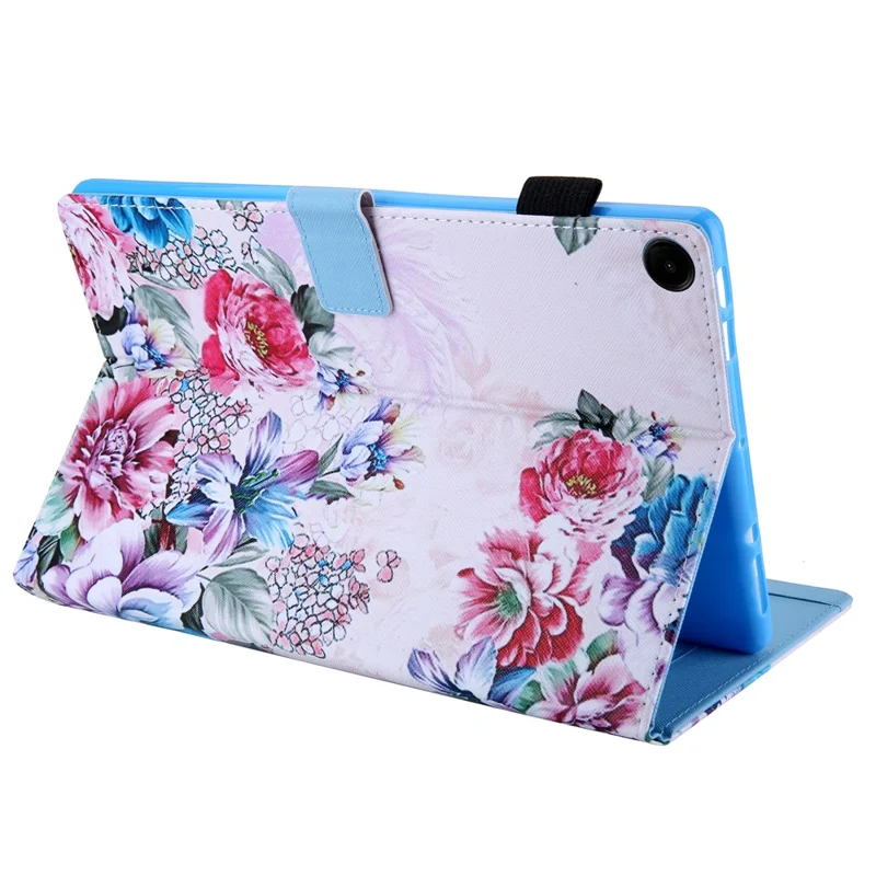 For Samsung Galaxy Tab A9 X110 / X115 Leather Folio Case Auto Sleep / Wake Pattern Sleeve Cover - Roses