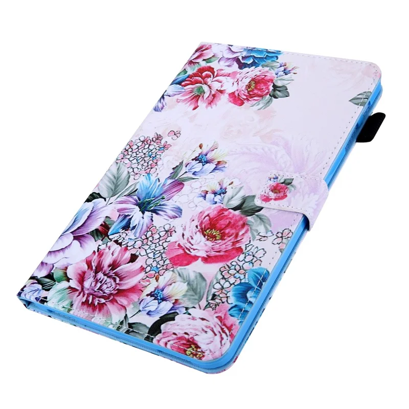 For Samsung Galaxy Tab A9 X110 / X115 Leather Folio Case Auto Sleep / Wake Pattern Sleeve Cover - Roses