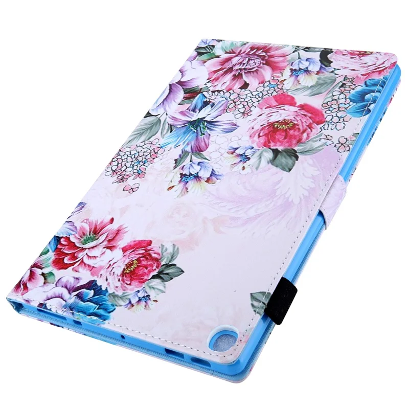 For Samsung Galaxy Tab A9 X110 / X115 Leather Folio Case Auto Sleep / Wake Pattern Sleeve Cover - Roses