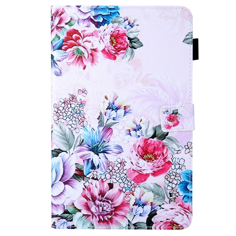 For Samsung Galaxy Tab A9 X110 / X115 Leather Folio Case Auto Sleep / Wake Pattern Sleeve Cover - Roses