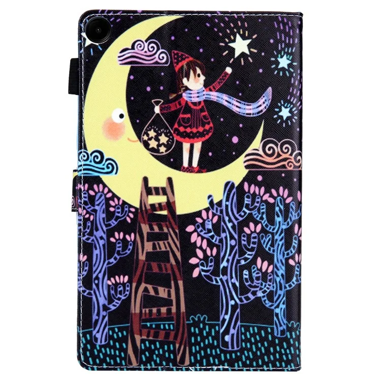 For Samsung Galaxy Tab A9+ X210 / X215 / X216B Leather Smart Case Pattern Flip Tablet Cover - Star Picking Girl