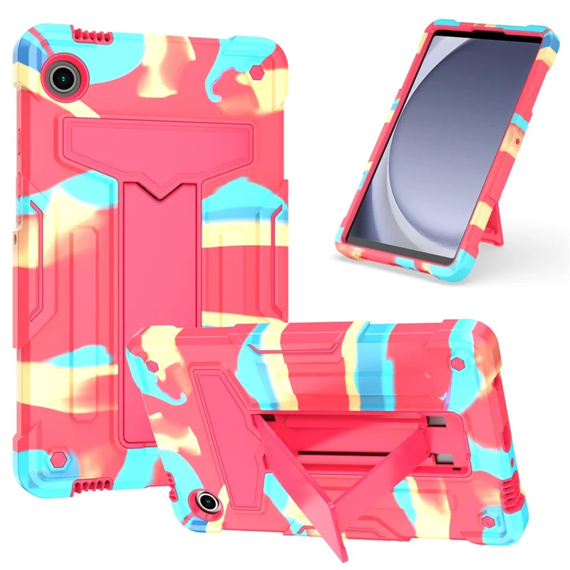 Pour étui de protection Samsung Galaxy Tab A9 PC+Silicone en forme de T avec support - Camouflage Rose