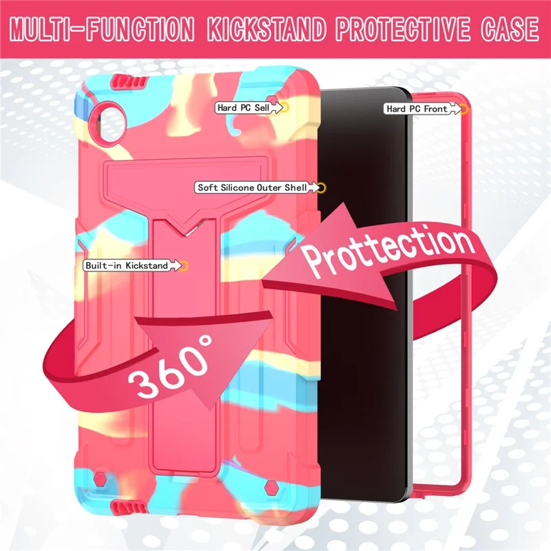 Pour étui de protection Samsung Galaxy Tab A9 PC+Silicone en forme de T avec support - Camouflage Rose