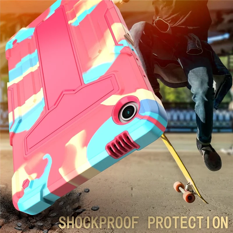 Pour étui de protection Samsung Galaxy Tab A9 PC+Silicone en forme de T avec support - Camouflage Rose