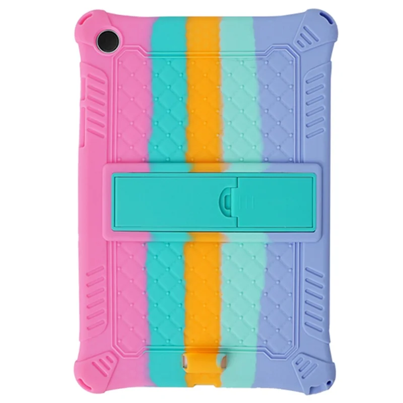 Cover per tablet con supporto retrò in silicone per Samsung Galaxy Tab A9+ X210 / X215 / X216, texture colorata rosa