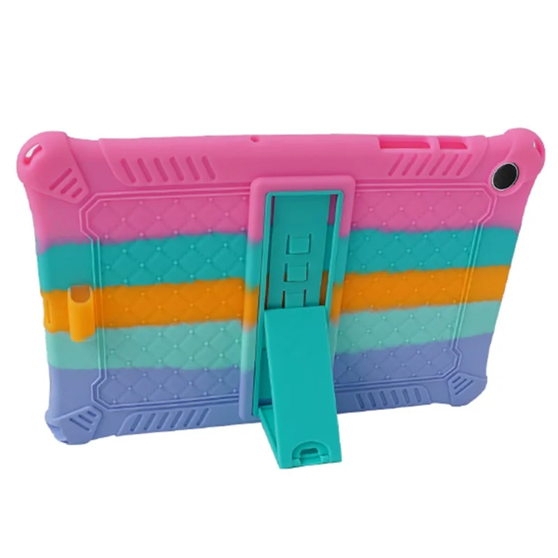 Cover per tablet con supporto retrò in silicone per Samsung Galaxy Tab A9+ X210 / X215 / X216, texture colorata rosa