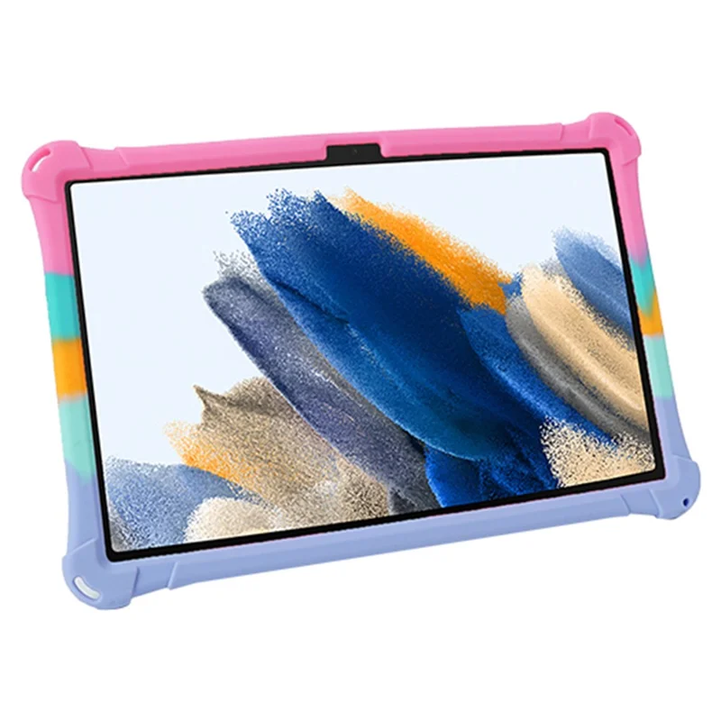 Cover per tablet con supporto retrò in silicone per Samsung Galaxy Tab A9+ X210 / X215 / X216, texture colorata rosa