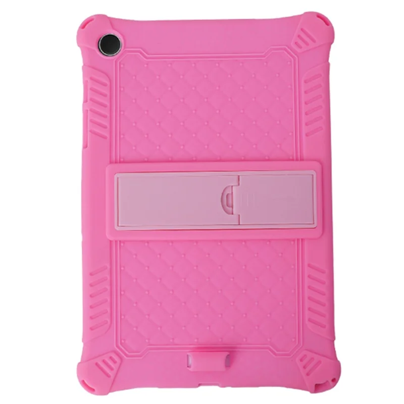 For Samsung Galaxy Tab A9+ X210 / X215 / X216 Silicone Case Retro Texture Kickstand Tablet Cover - Pink