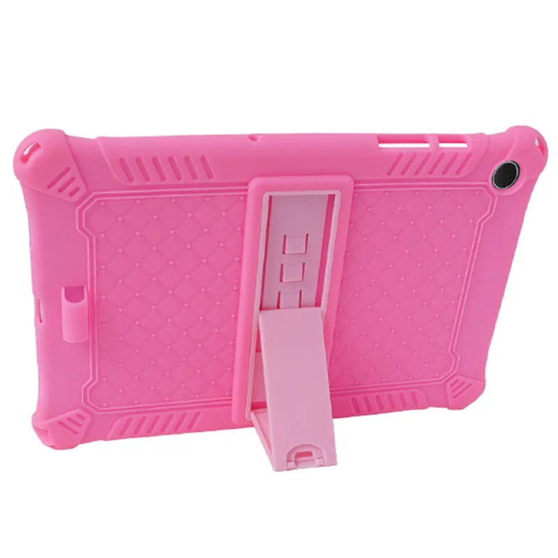 For Samsung Galaxy Tab A9+ X210 / X215 / X216 Silicone Case Retro Texture Kickstand Tablet Cover - Pink