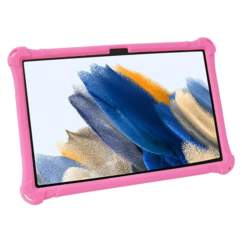 For Samsung Galaxy Tab A9+ X210 / X215 / X216 Silicone Case Retro Texture Kickstand Tablet Cover - Pink