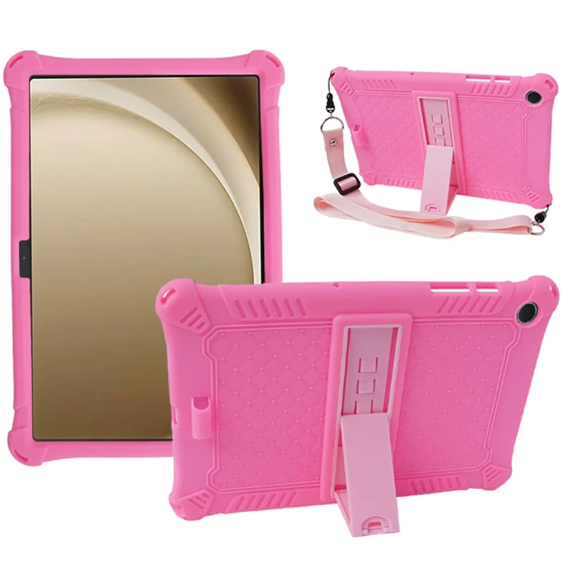 Silikonetui til Samsung Galaxy Tab A9+ X210 / X215 / X216 med stander og reb - Pink