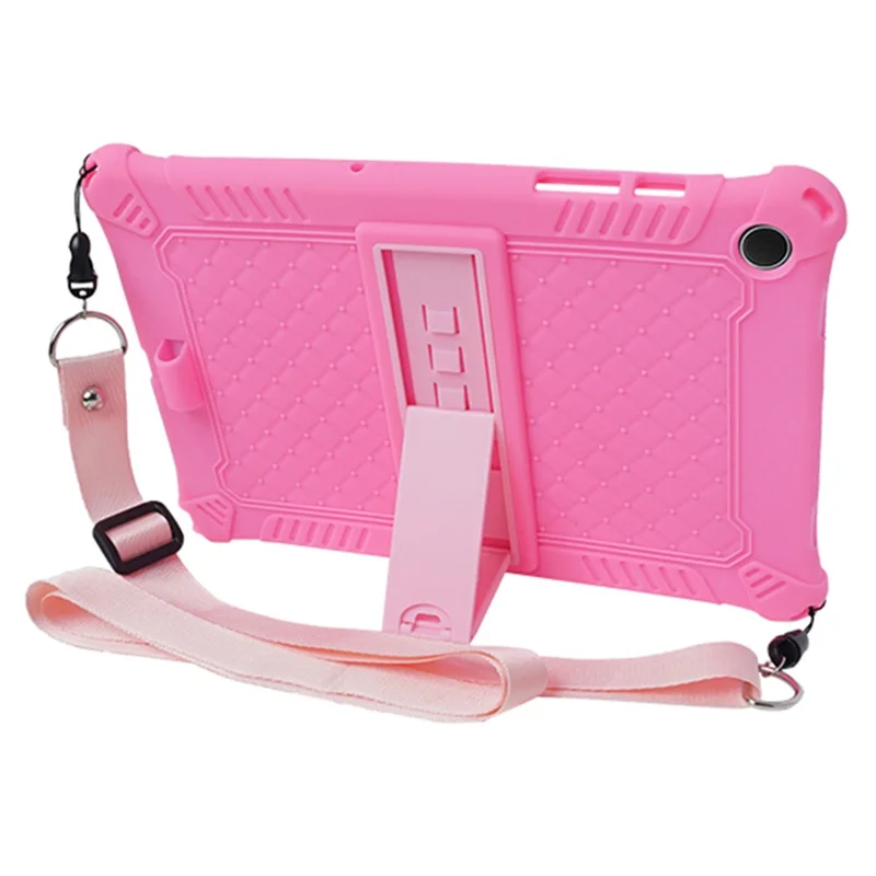 Silikonetui til Samsung Galaxy Tab A9+ X210 / X215 / X216 med stander og reb - Pink
