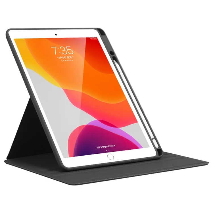 Für Ipad 10.2 (2019) /(2020) /(2021) Folio Rotary Stand Cover Auto Wake / Schlaftafelkoffer - Schwarz